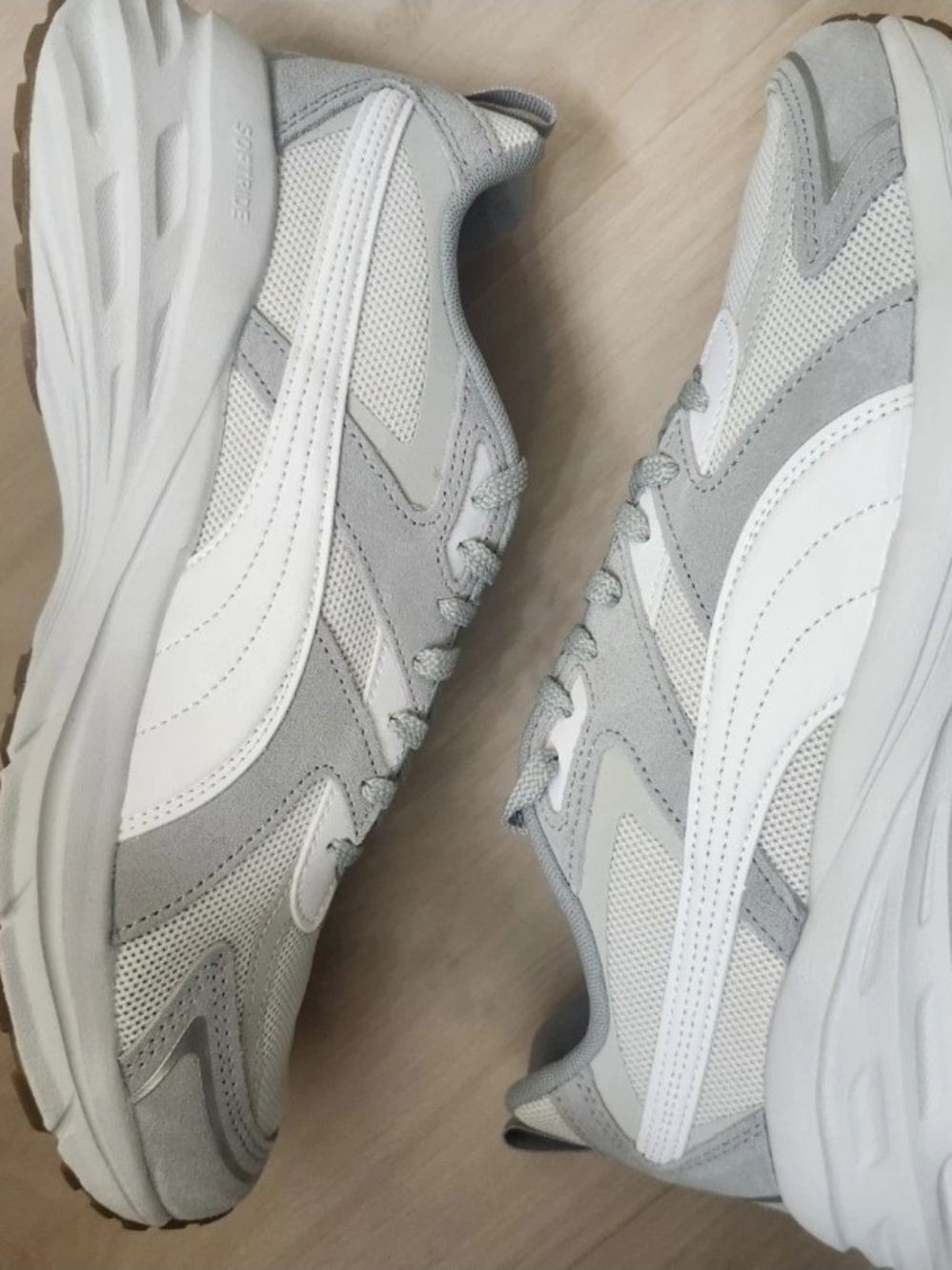 Puma Gray and White Mesh Suede Trainers